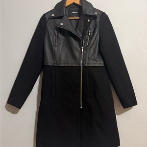 Express Black Wool Leather Panel Jacket